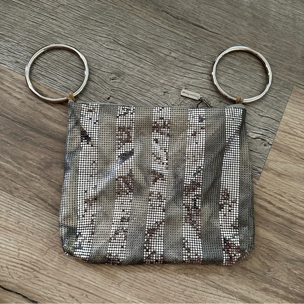 Vintage Whiting & Davis Clutch Loop Handles Sequin Bag